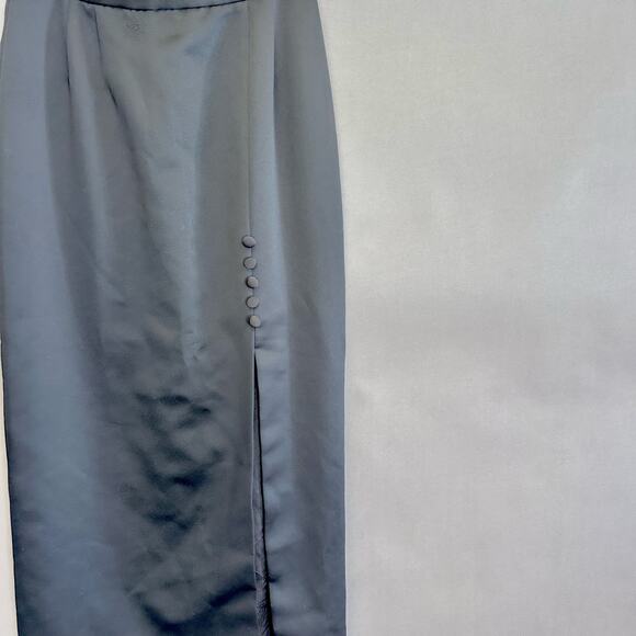 Alex Evenings black satin tuxedo a line maxi skirt Size 12 - Picture 4 of 12